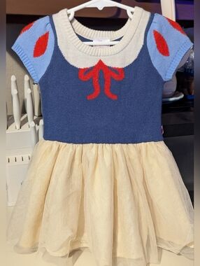 Girls Snow White Tulle Dress with Red Accents 2t